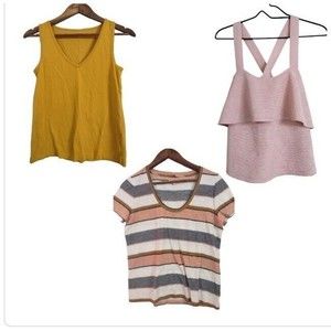 Madewell Women's T-shirt Lot of 3 Tops Size XS/S Short Sleeve  Solid Stripes